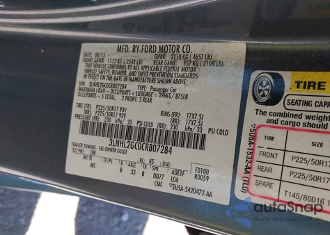 2012 Lincoln Mkz from USA, damaged, VIN 3LNHL2GC0CR807284